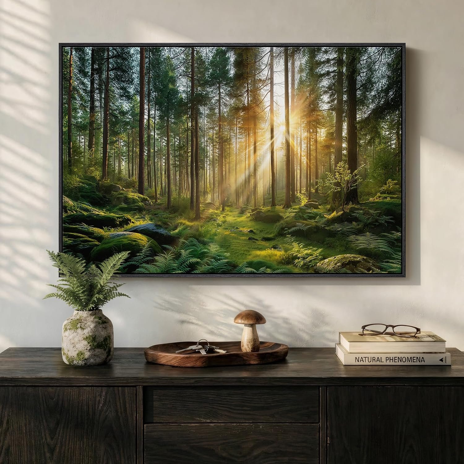 Framed Nature Forest Landscape Canvas Wall Art for Living Room, 24×36 Inch