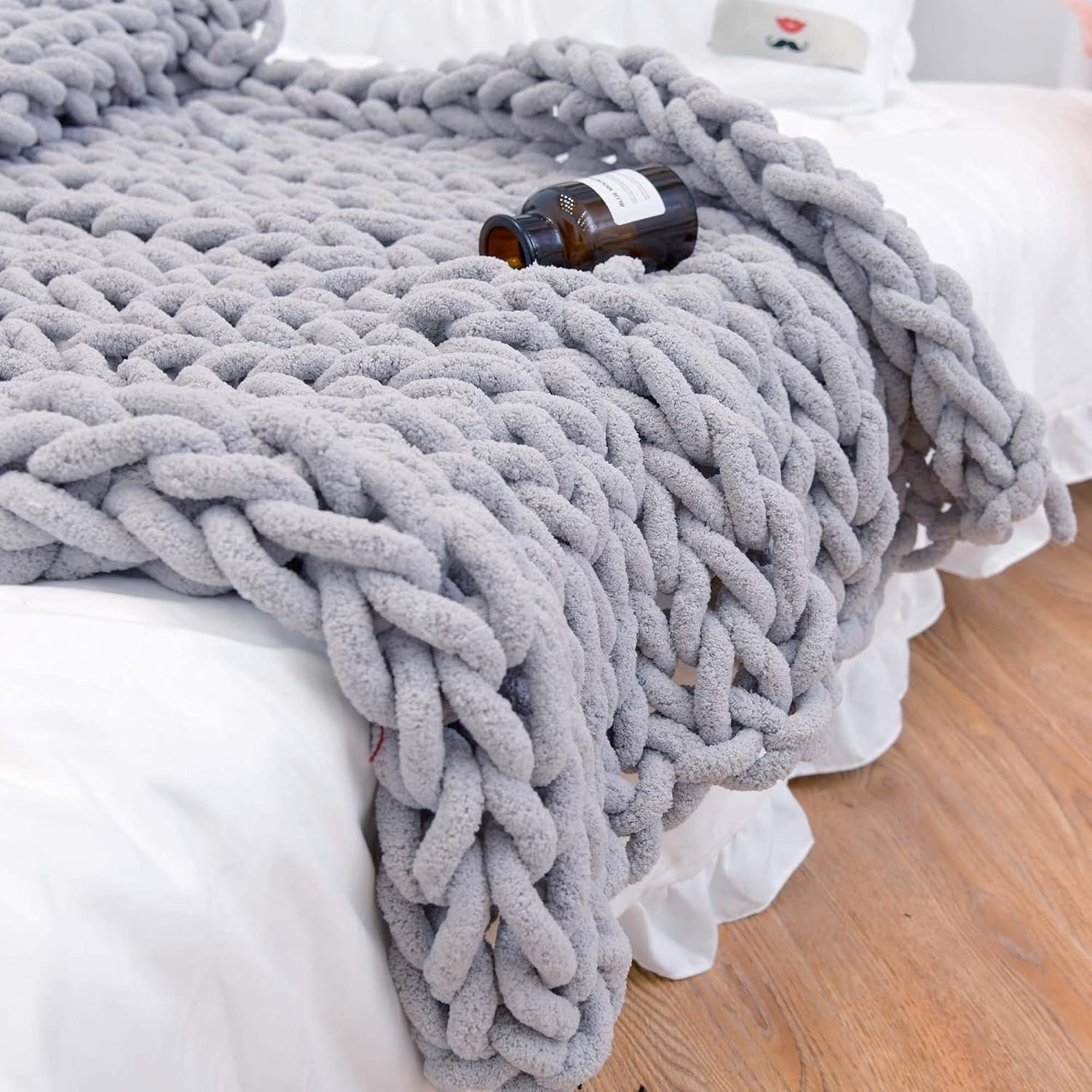 Soft Chunky Knit Throw Blanket for Couch, Cozy Warm Knitted Blankets