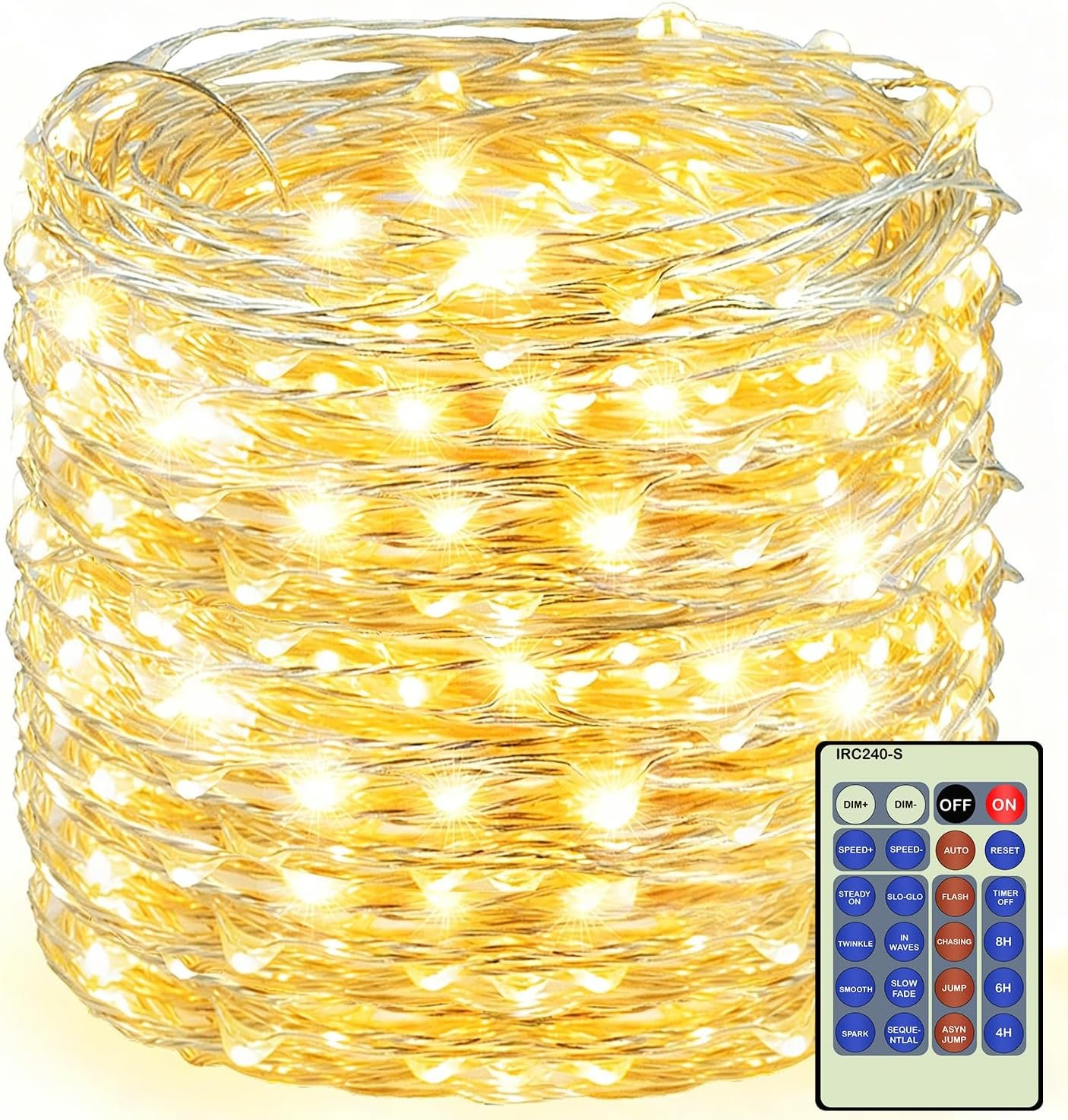 500LED Fairy Lights Twinkle String Light Plug in, 164ft Bendable Silver Copper Wire Firefly Lights, 12Modes with Timer Remote, Warm White Decor for Indoor Outdoor Room Wedding Party Christmas