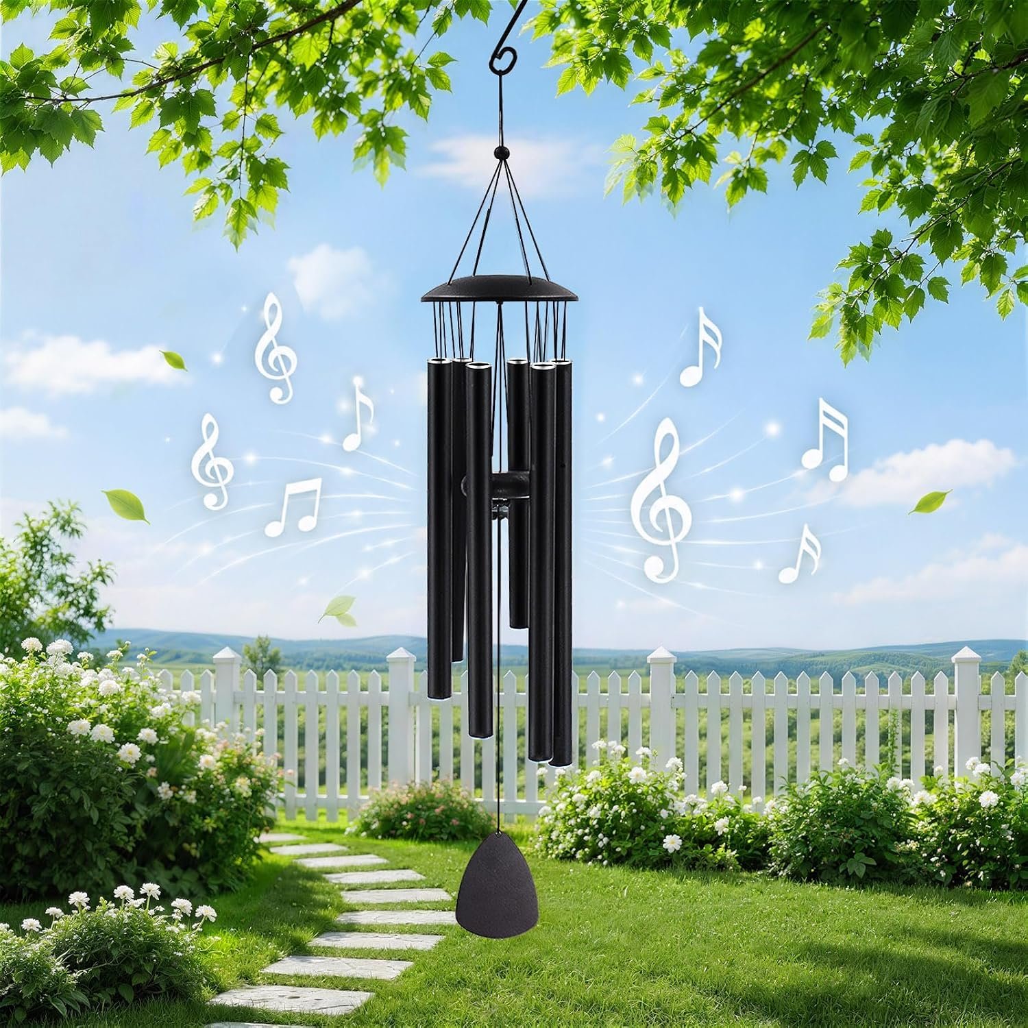 MFEESYOB Wind Chimes for Outside, 32″ Deep Tone Aluminum, Weather Resistant