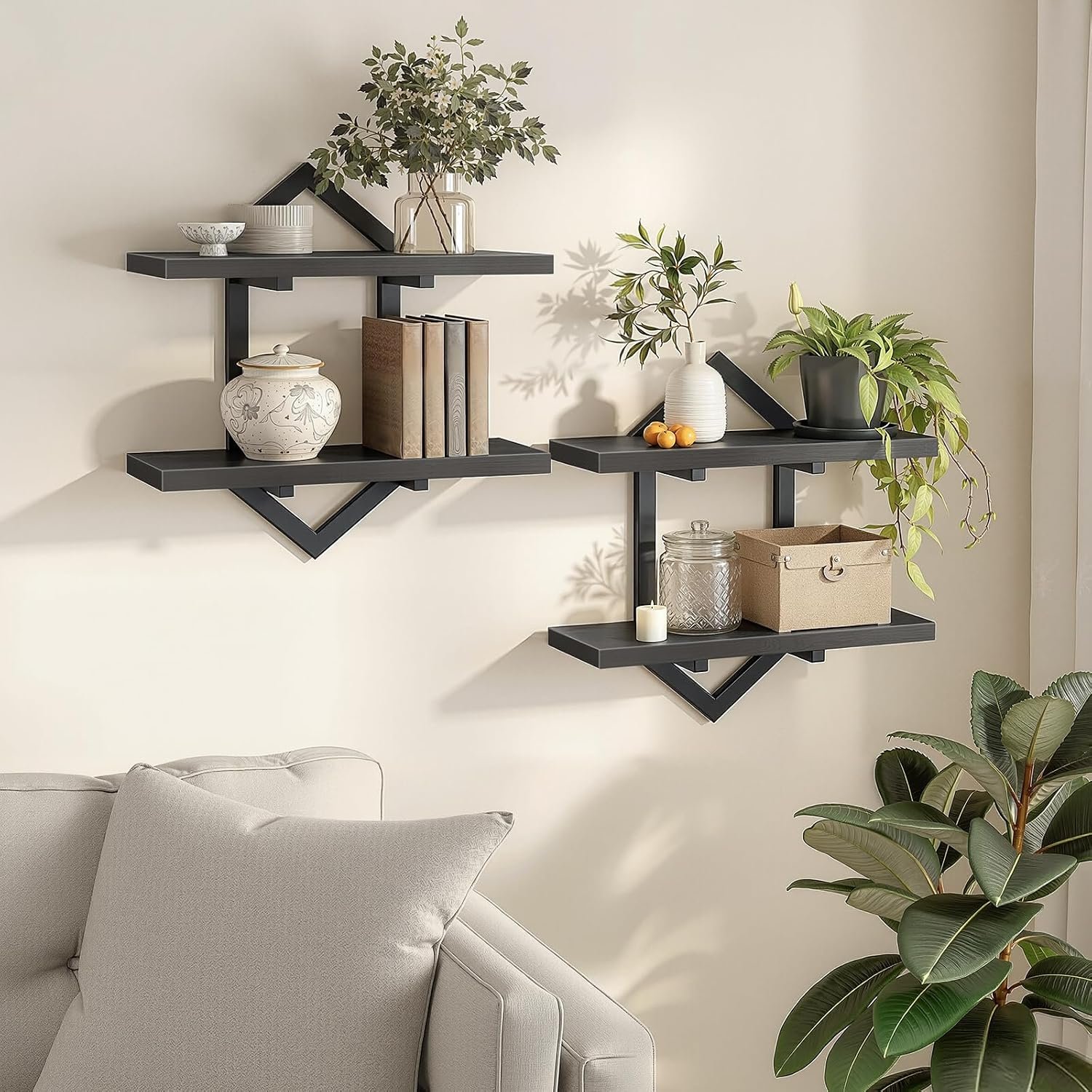 HOOBRO Floating Shelves for Wall, Set of 2 Wall Shelf, 15″ Hanging Shelves