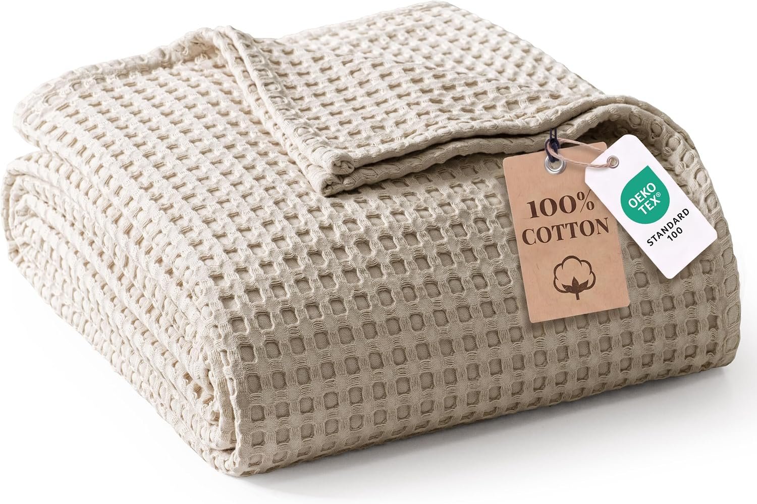 Exclusivo Mezcla 100% Cotton Throw Blanket for Couch, Khaki