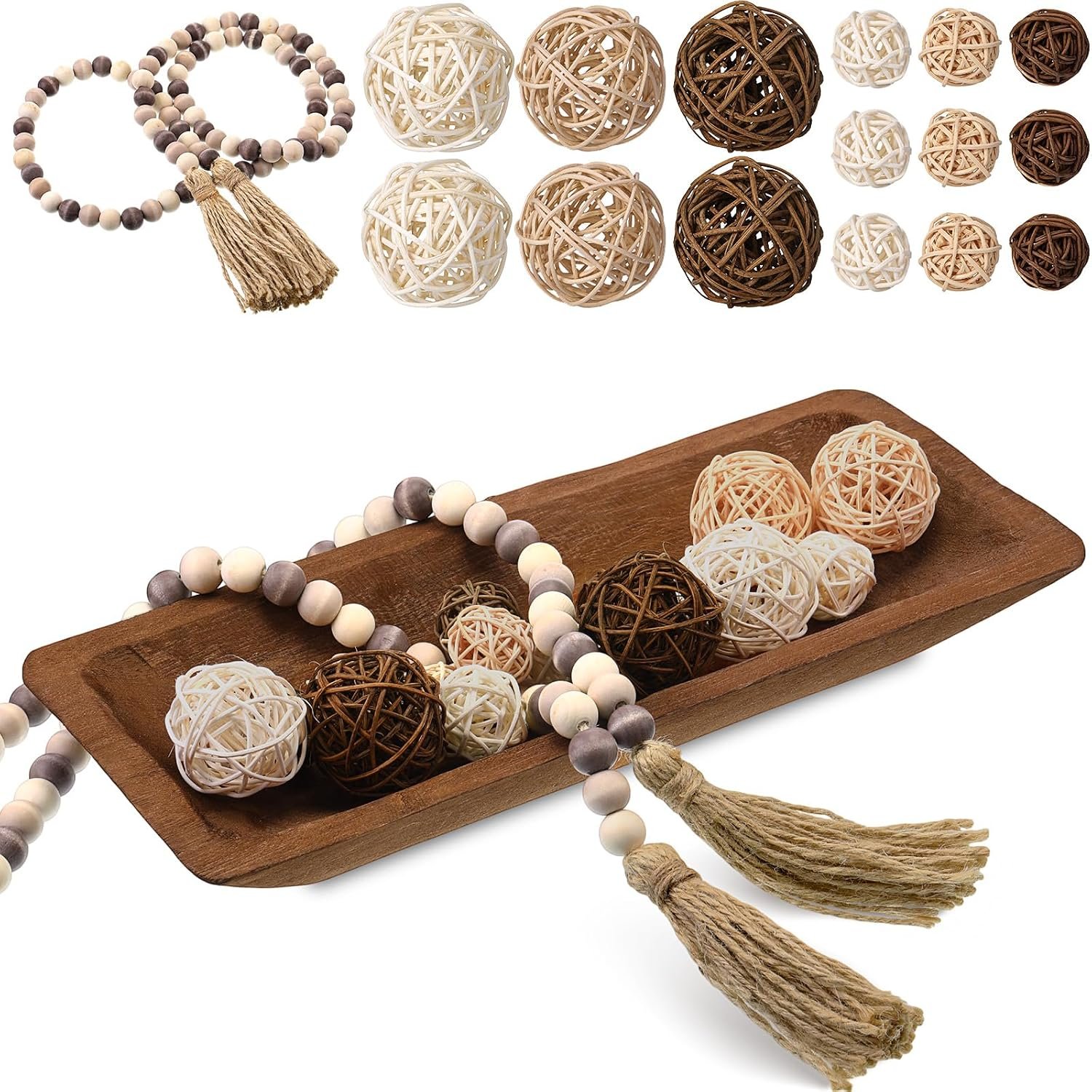 Teenyyou 17 Pcs Wooden Centerpiece Table Decorations, Brown