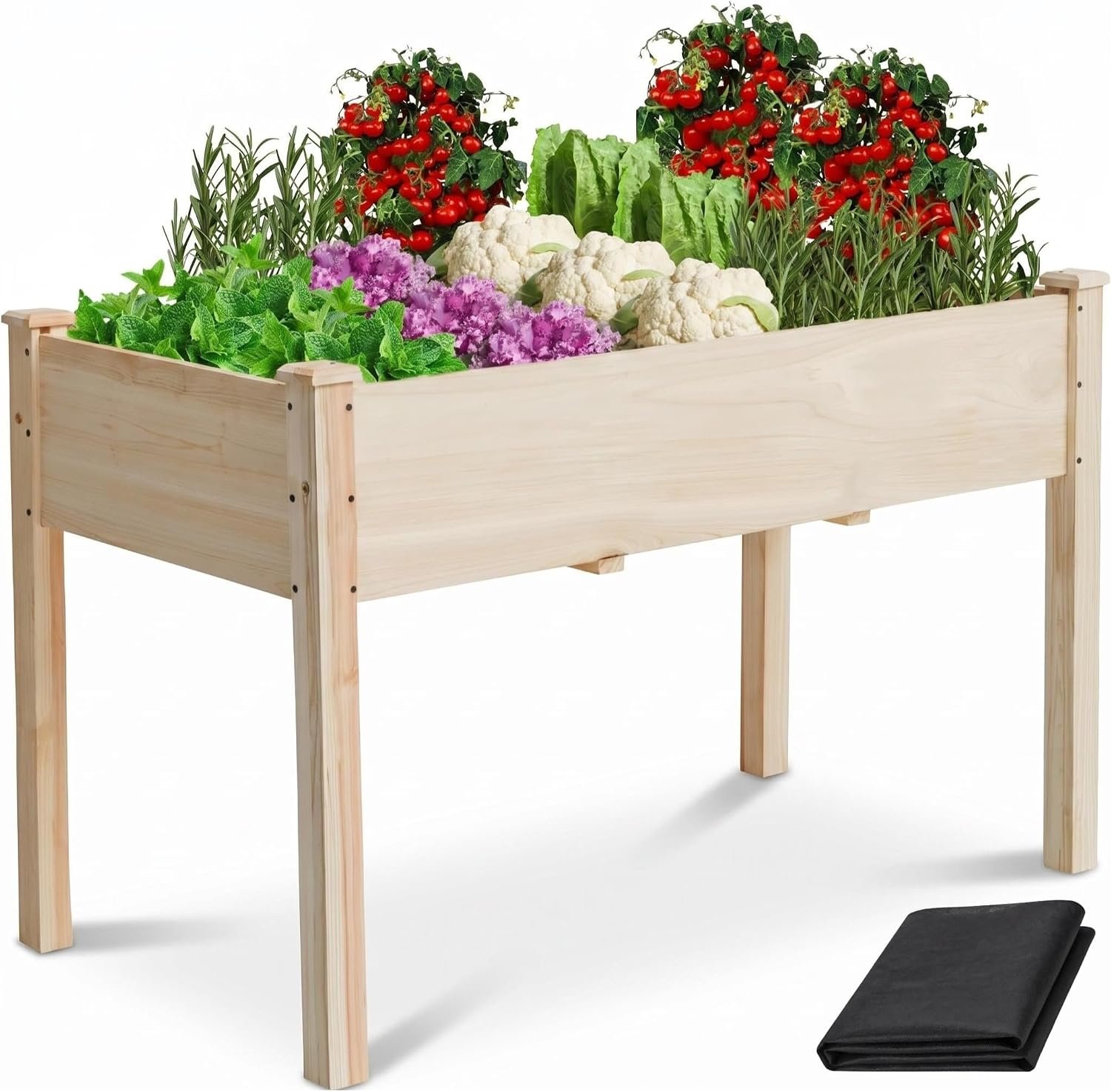 48x24x30 Elevated Wooden Raised Garden Bed with Legs, 300LBS Capacity
