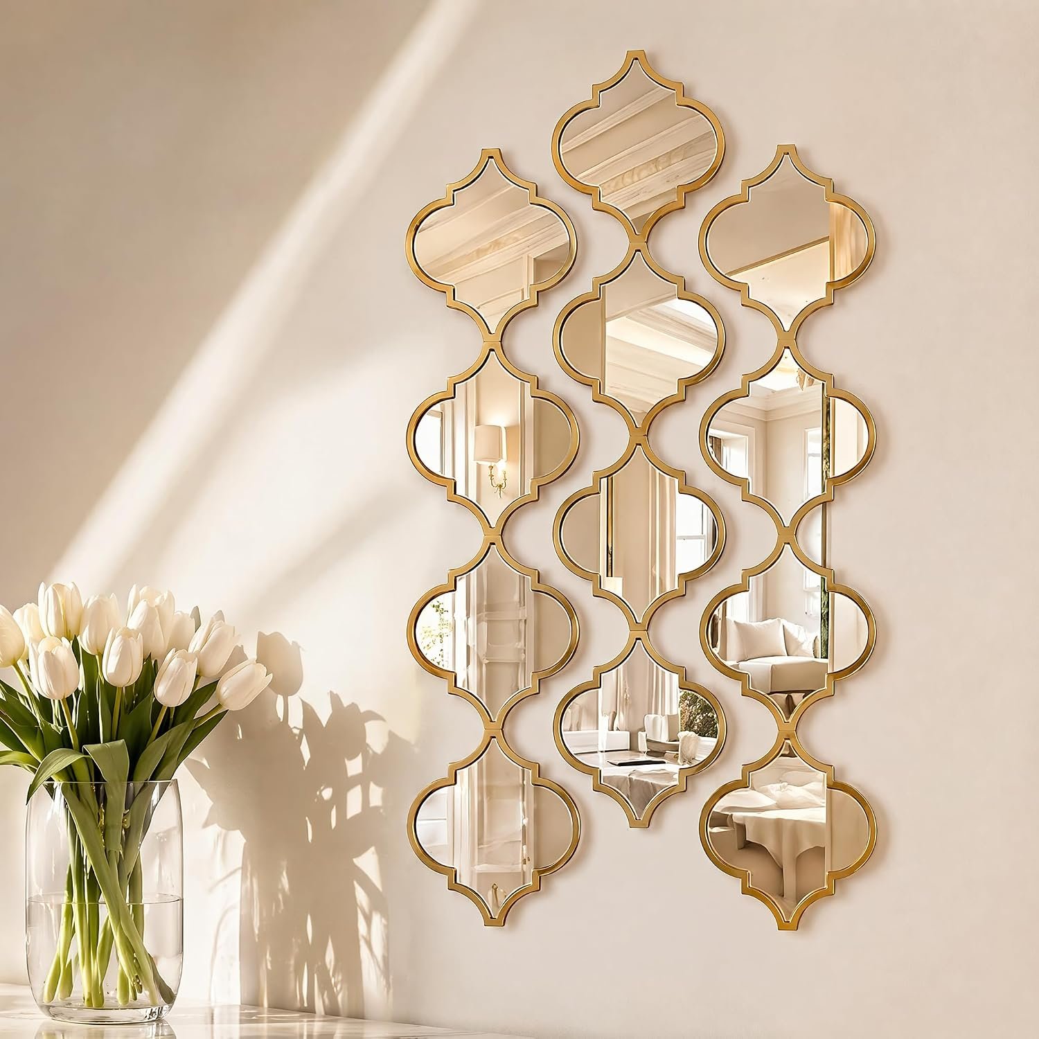 12Pcs Acrylic Mirrors for Wall Decor – Moroccan Wall Stickers Yellow