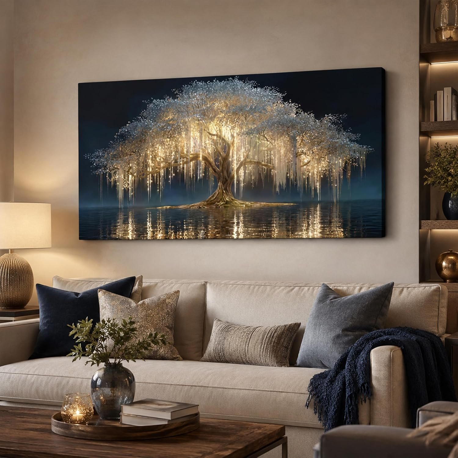 MBFKVFE Large Tree of Life Canvas Wall Art, 24×48 Inch
