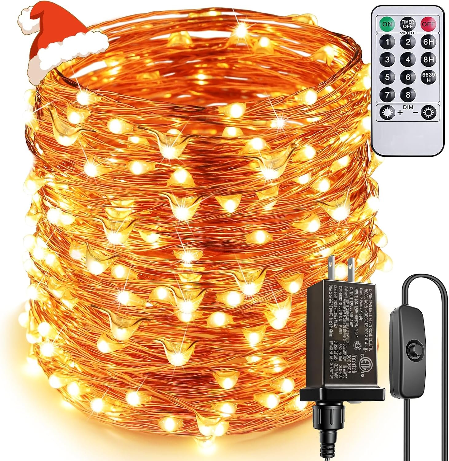 Super Long LED String Lights 99ft 300 LEDs Fairy String Lights with Switch/Timer, Indoor/Outdoor Copper String Lights with Remote, for Birthday Wedding Christmas, Plug in/8 Modes Warm White