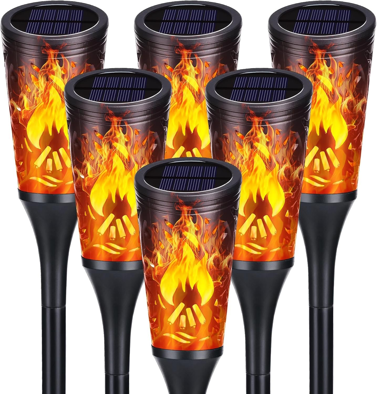 Toodour Solar Halloween Lights Outdoor, 6 Pack Solar Torch Light Waterproof