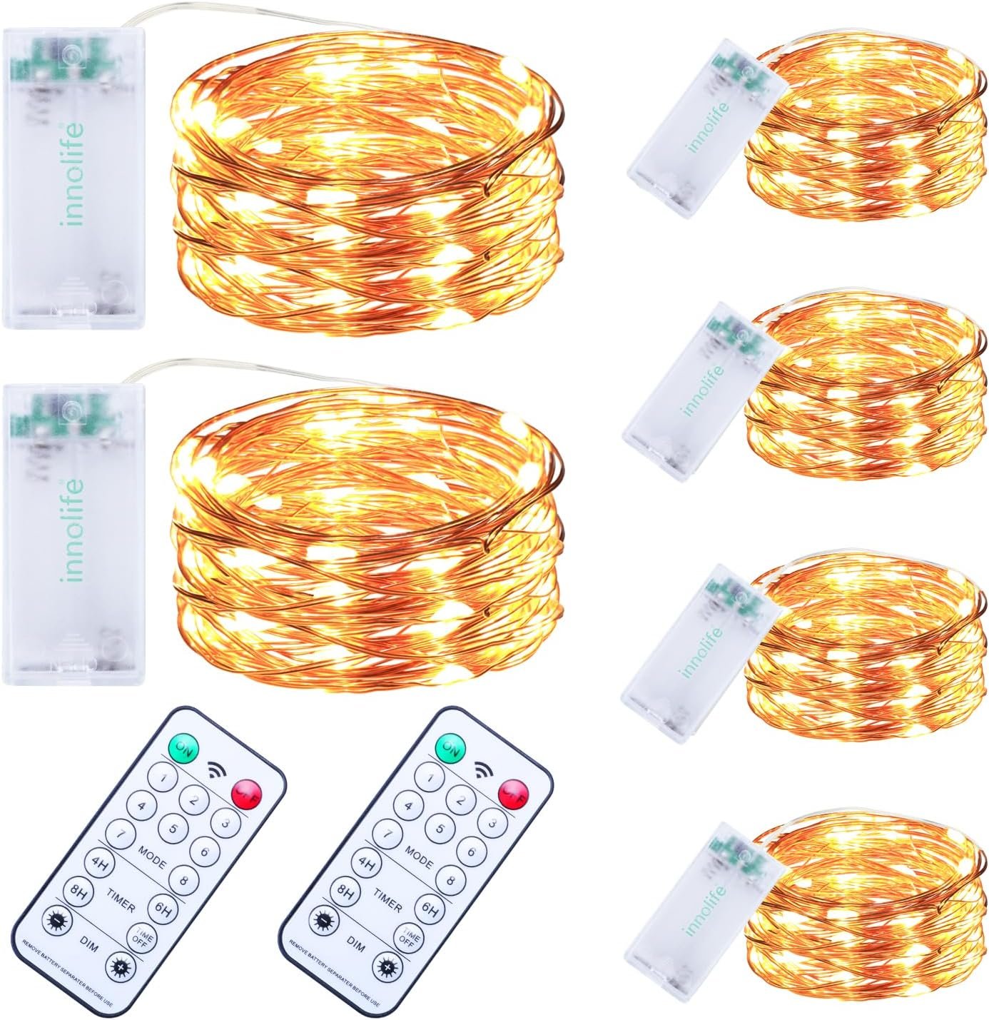 innolife LED Fairy String Lights Battery Operated Timer with Remote Control