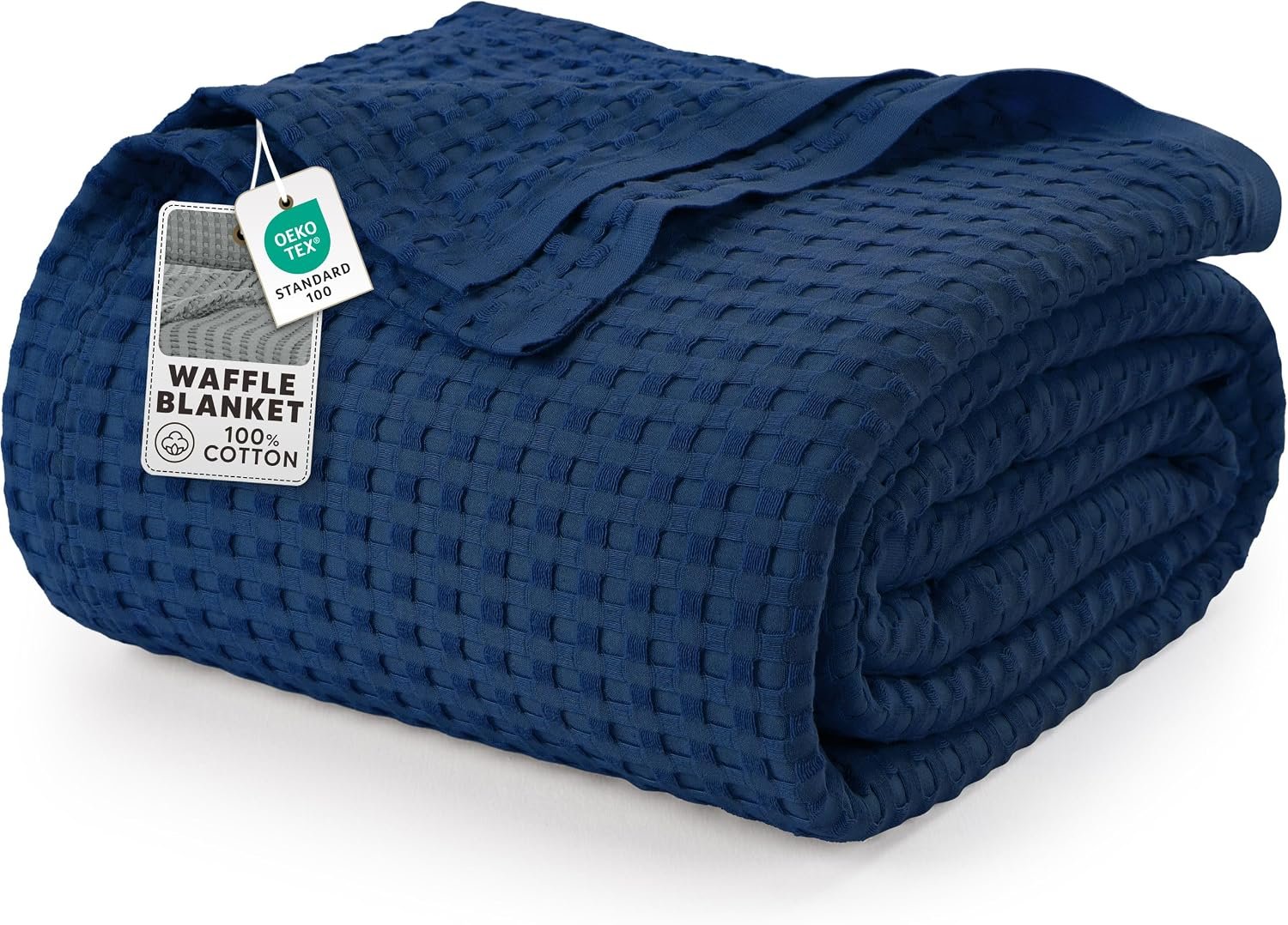 Utopia Bedding 100% Cotton Waffle Blanket Twin Size Navy, 90×72 Inch