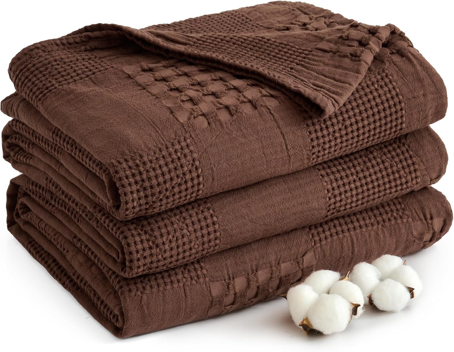 Carriediosa 100% Cotton Waffle Weave Throw Blanket 50×60 for Hot Sleepers