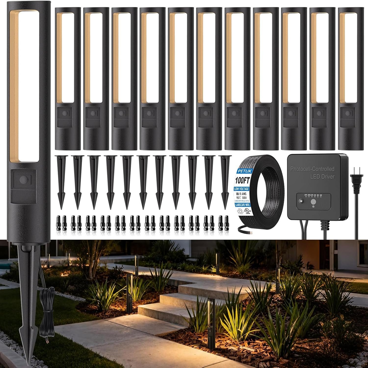 Low Voltage Landscape Lighting All-in-One Pathway Lights 5W 12-Pack