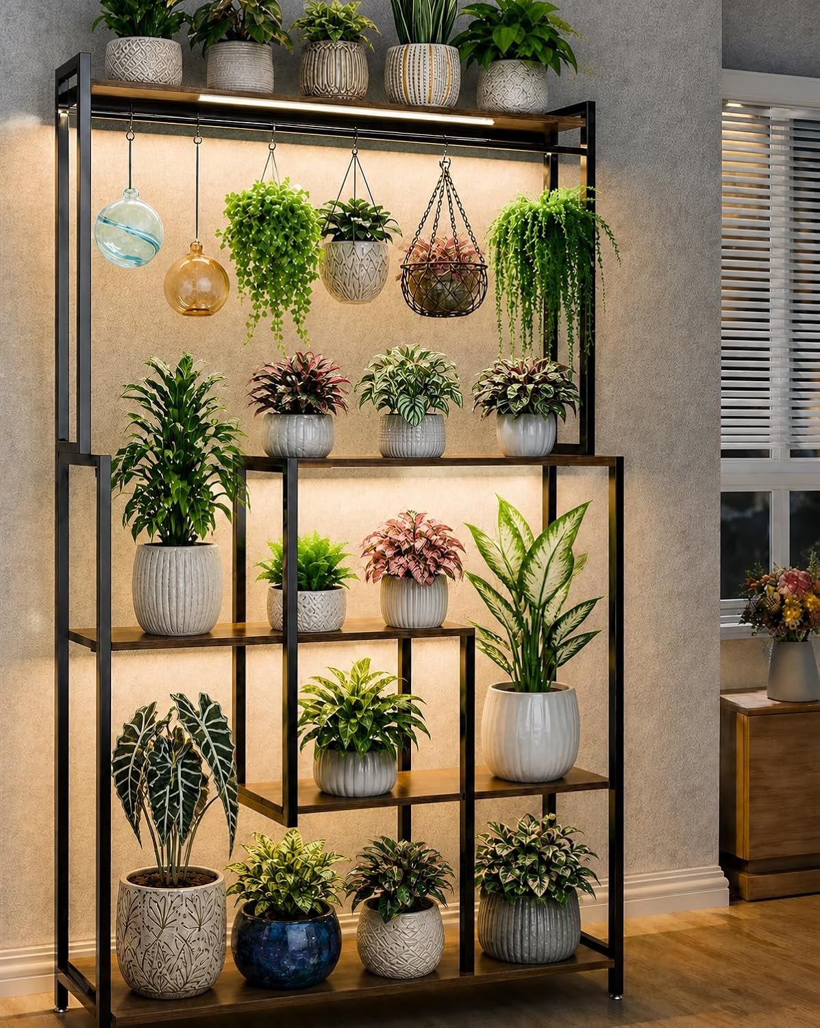 72″ Large Plant Stand with Grow Lights, Metal Plant Rack for Multiple Pot