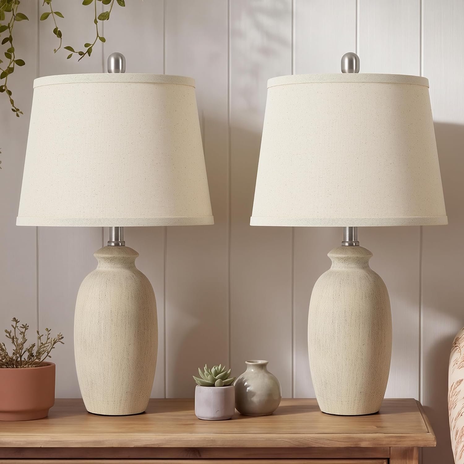 Luvkczc 22.75″ Ceramic Table Lamps Set of 2,Nightstand Lamps Bedside Lamps