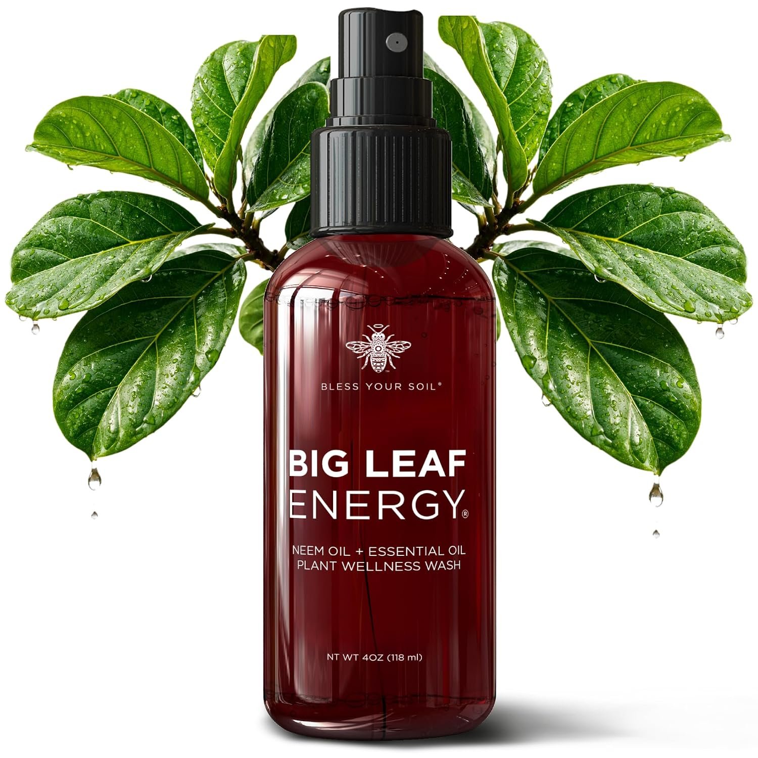 Big Leaf Energy Organic Neem Oil Spray for Indoor & Outdoor Plants, 4 fl oz
