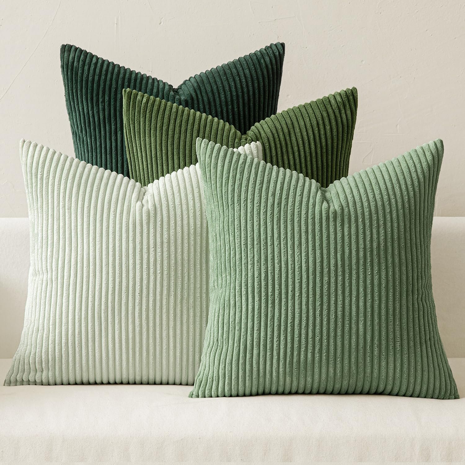 MIULEE Soft Corduroy Decorative Throw Pillow Covers Forest Green 18×18
