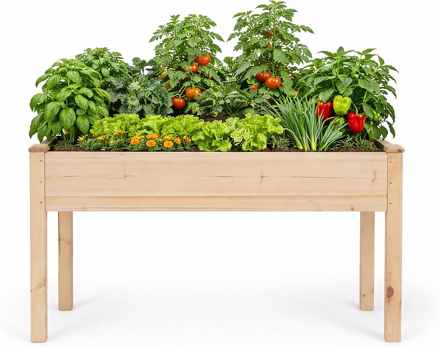 Backyard Expressions Wooden Raised Garden Bed | 48″ x 24″ x 30″ Elevated Planter Box with Included Bed Liner | Outdoor Vegetable, Flower, and Herb Gardening