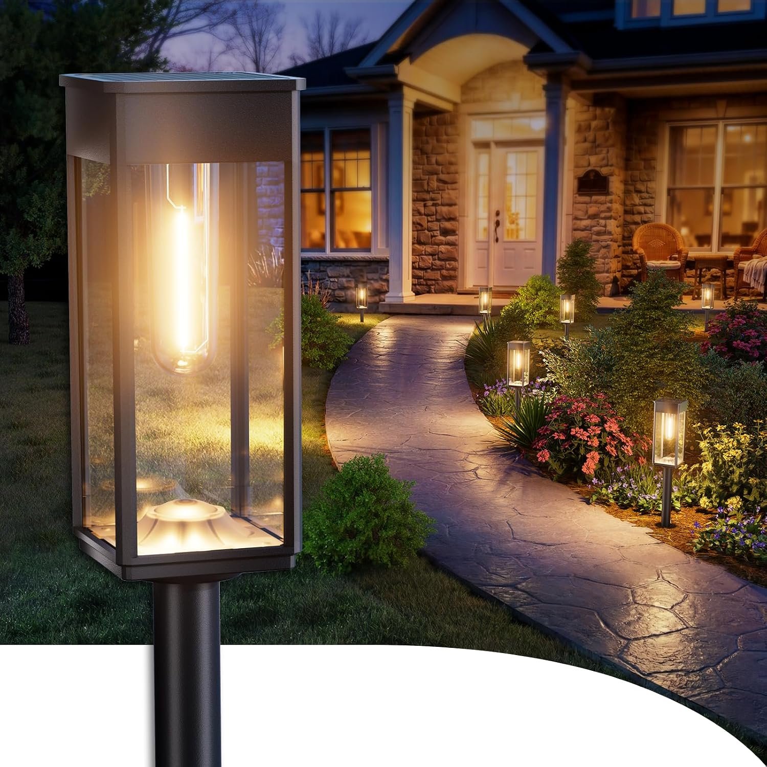 ALFIOT Solar Walkway Lights Outdoor, 8 Pack, 3 Heights, Warm White, IP65