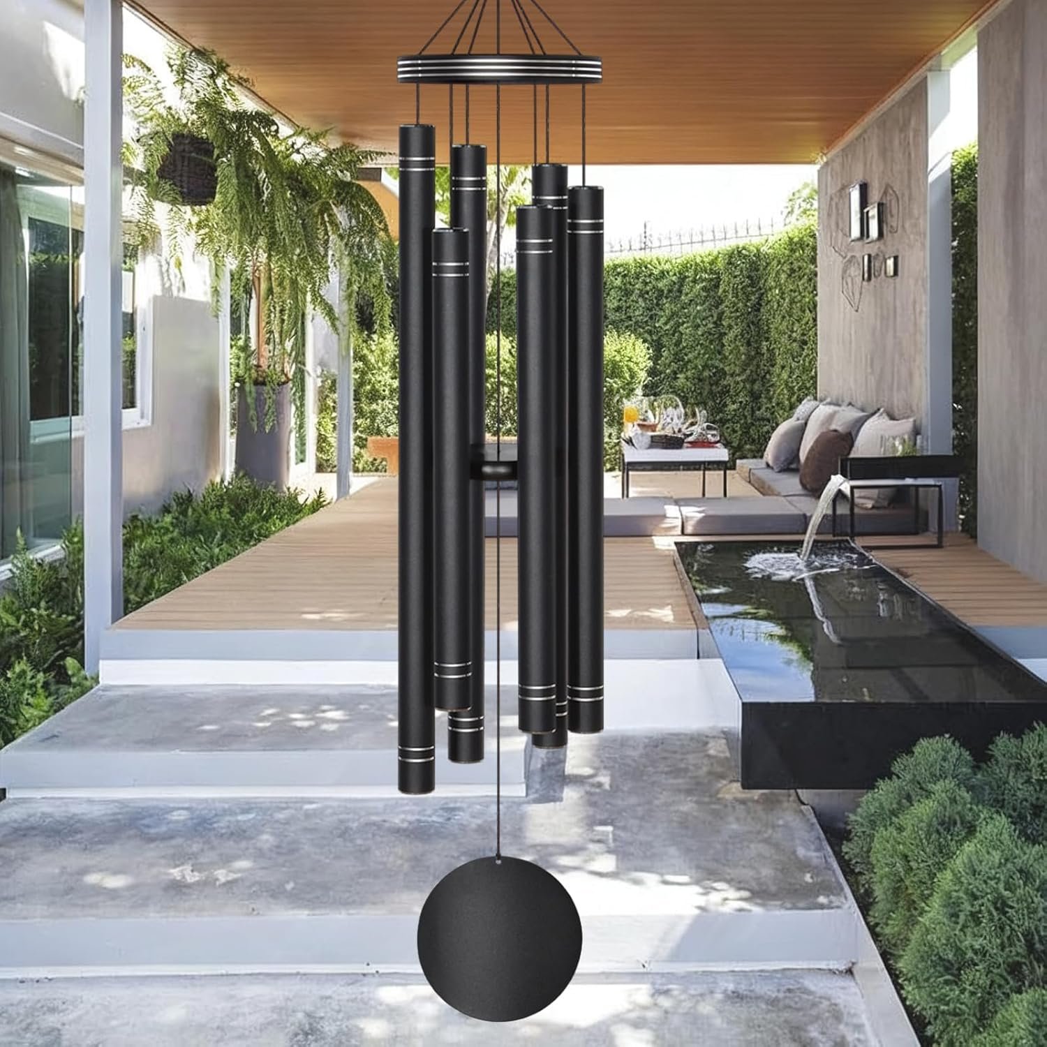 Suntimber Extra Large Wind Chimes for Outside Deep Tone,(EngravedLines,50″)