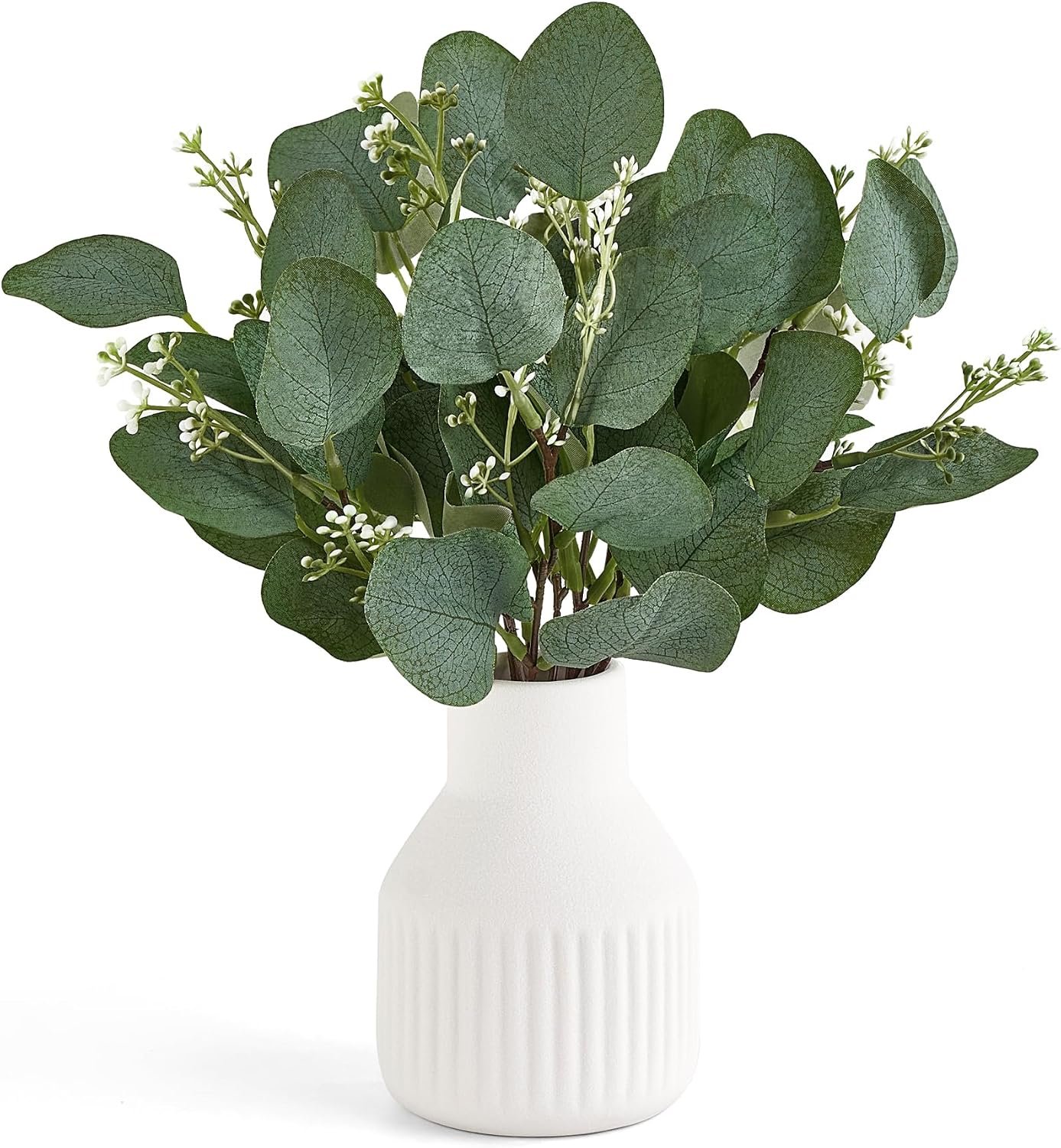 Dahey Fake Eucalyptus Plants in Small Vase for Bathroom Coffee Table Decor