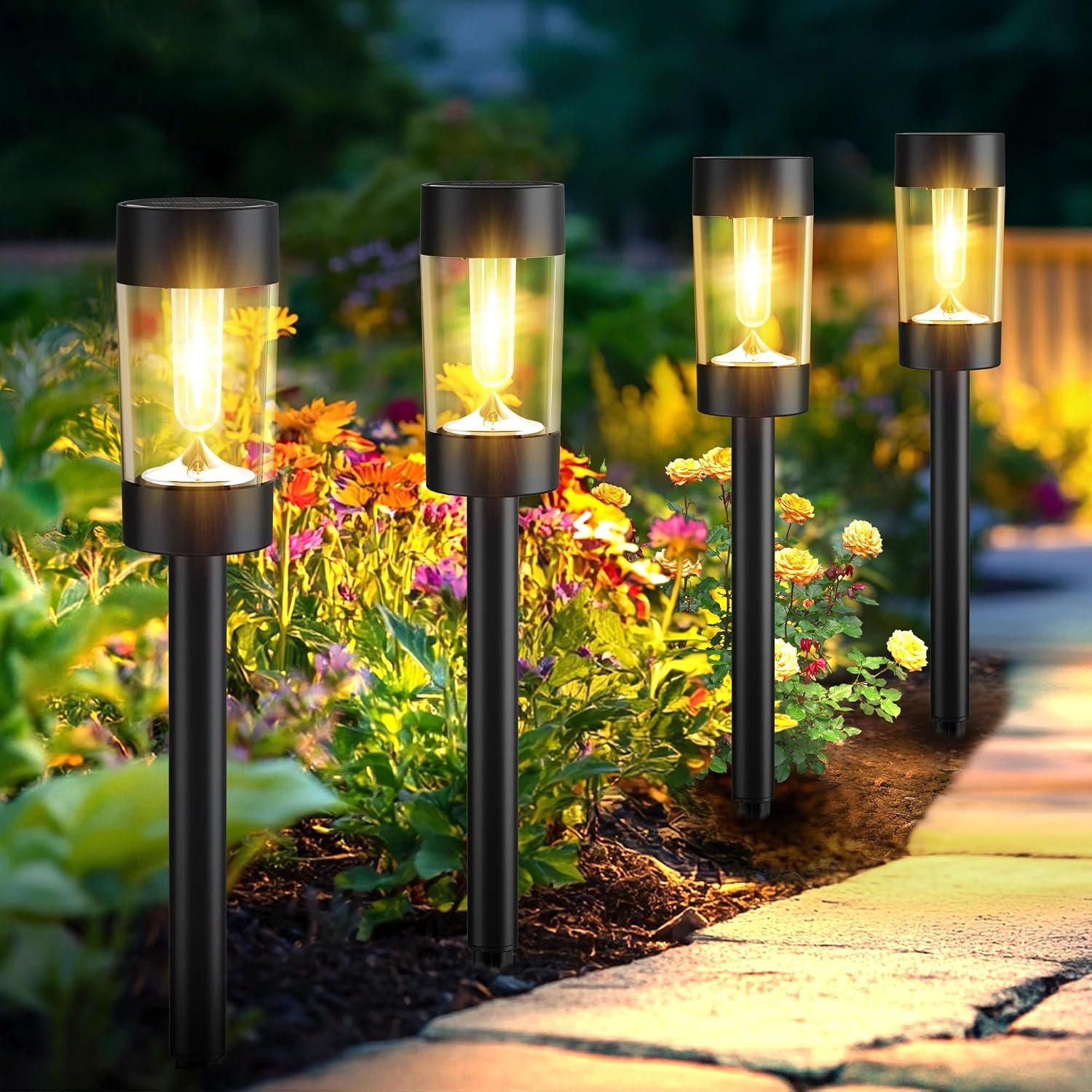 Eyrosa Solar Pathway Lights Outdoor Waterproof, 12 Pack, Warm White