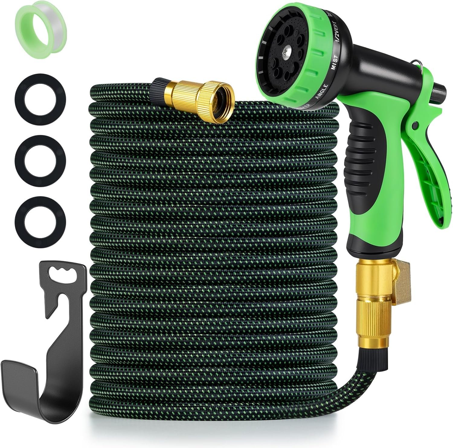 Garden Hose 25 FT,Non-Expanding,10 Functional Nozzles,Garden Hose Anti-Kink