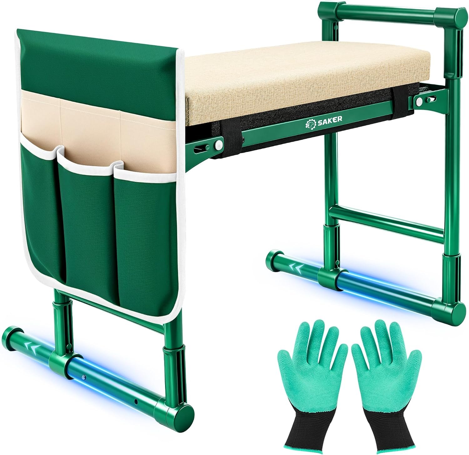 Saker 2026 Upgraded Garden Kneeler and Seat with 500LB Frame & Soft Pad