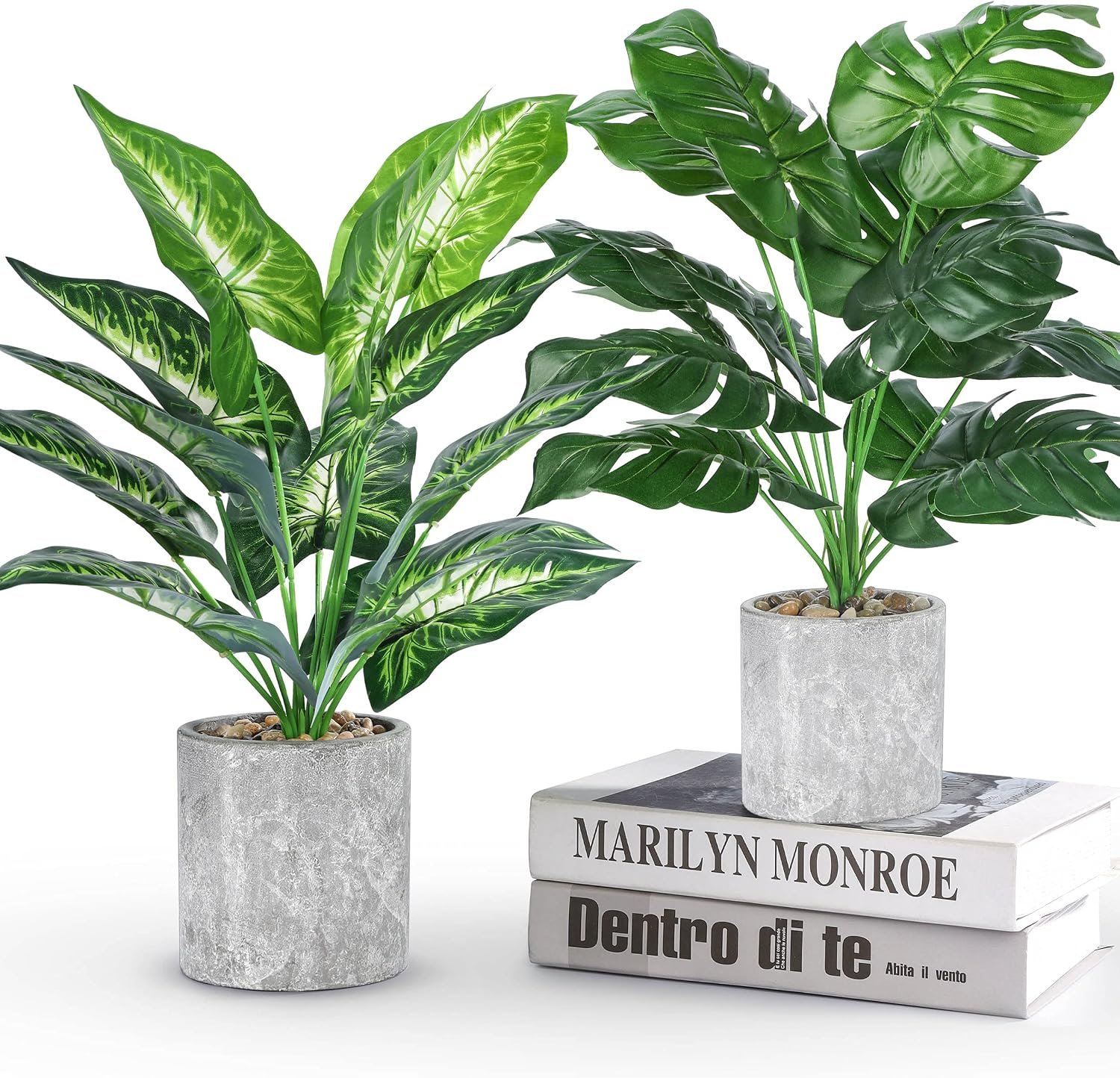 Der Rose 2 Pack 16″ Fake Plants Artificial Monstera for Home Decor