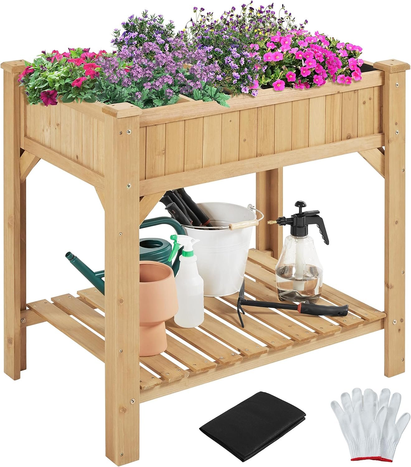 Yaheetech 36″ Raised Planter Box 8-Pocket with Grow Grid,1Pcs