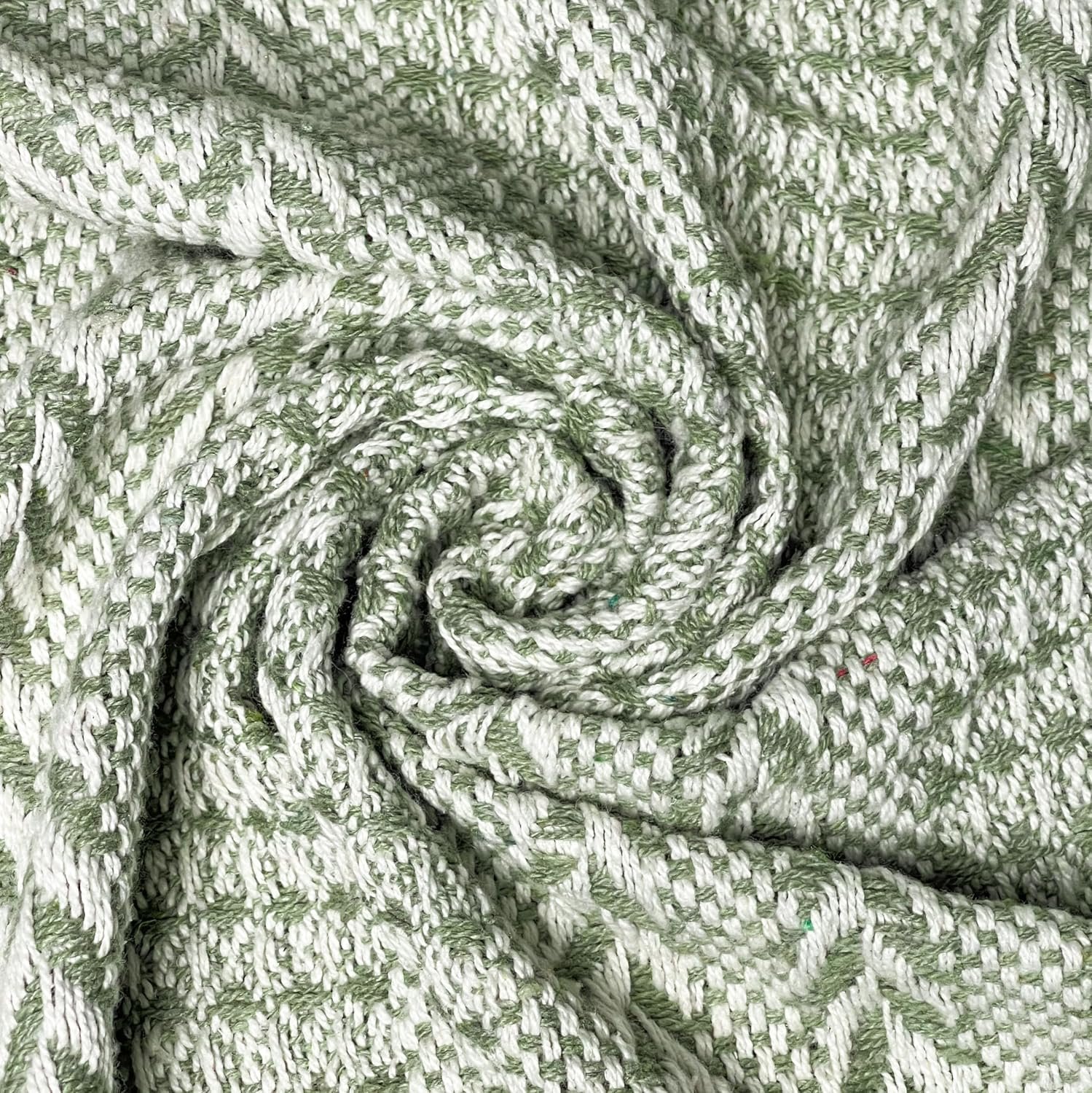 Chardin home – Sage Green & Ivory Braided Waffle Weave Throw, 50×60 in Recycled Cotton- Large, Wearable, Breathable, Skin-Friendly Everyday Blanket for Couch, Bed, Sofa – Soft Lightweight Picnic Rug
