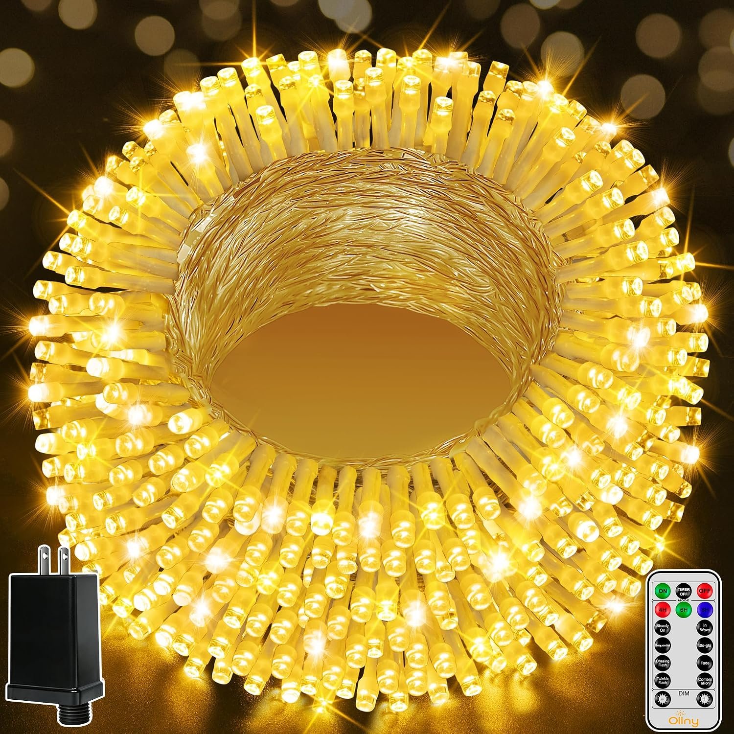 Ollny Christmas Lights Outdoor 800LED 262FT, Warm White Plug in Fairy Light