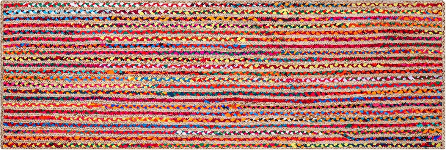 Hausattire Jute Cotton Braided Woven Runner 2×6 Feet – Multi Color