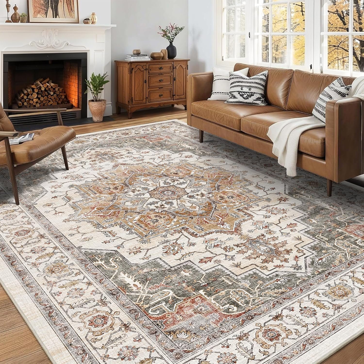 5×7 Area Rug for Living Room Soft Washable Vintage Boho Area Rug