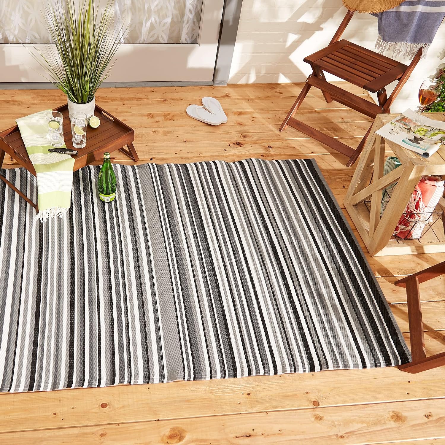 DII Outdoor Rug Collection Reversible Woven Polypropylene Plastic Straw Mat, 4×6-Feet, Urban Multi-Tone