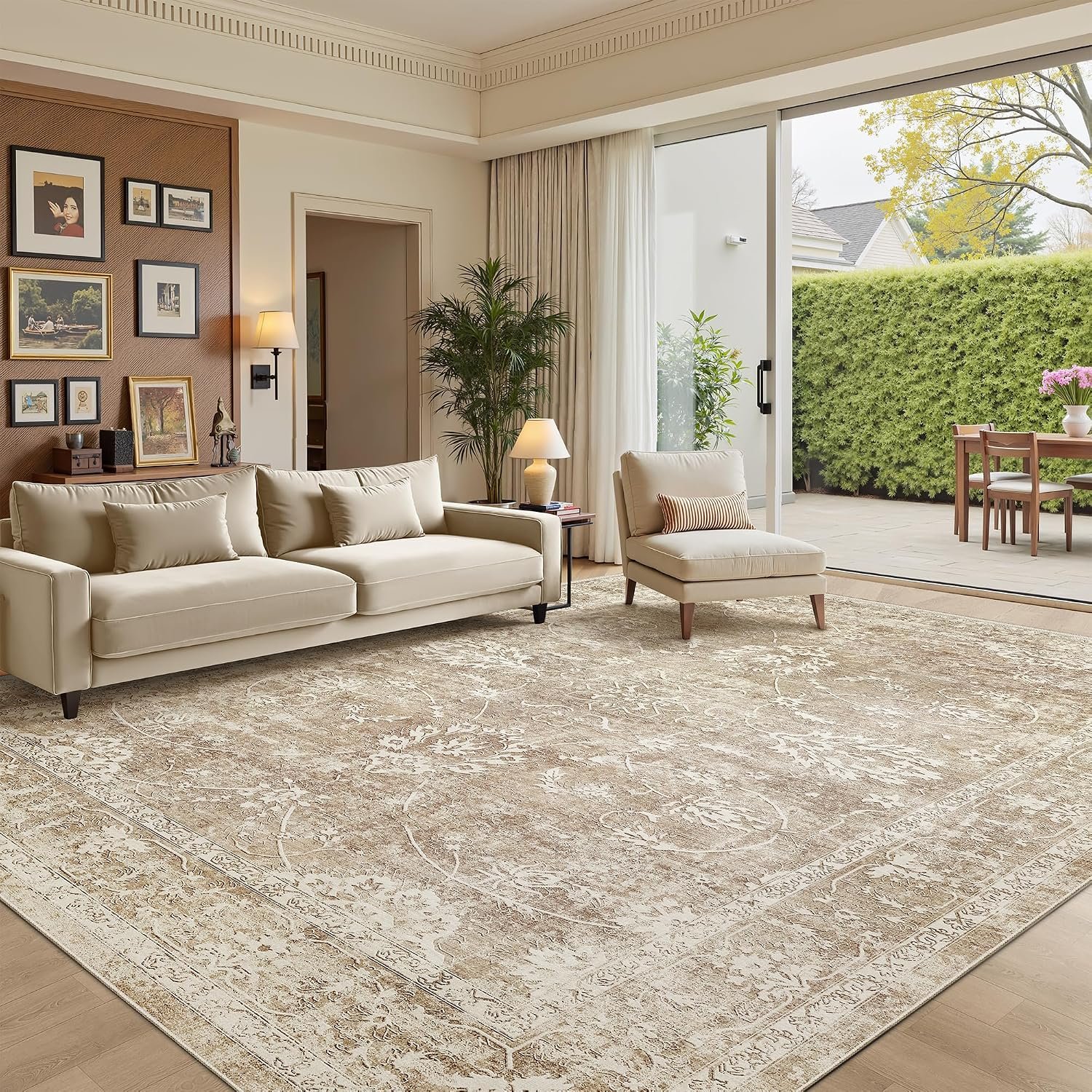 Madane 8×10 Area Rugs for Living Room, Washable Neutral Rug Beige/Brown