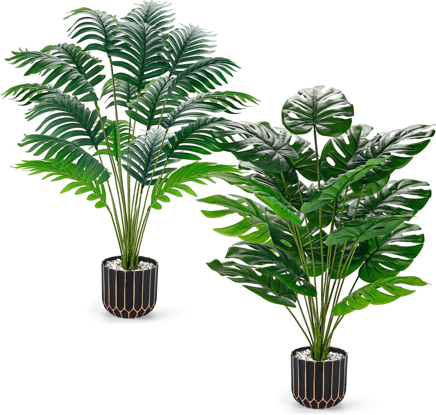 Der Rose 2 Pack 28″ Fake Plants, Faux Palm and Monstera for Office Decor