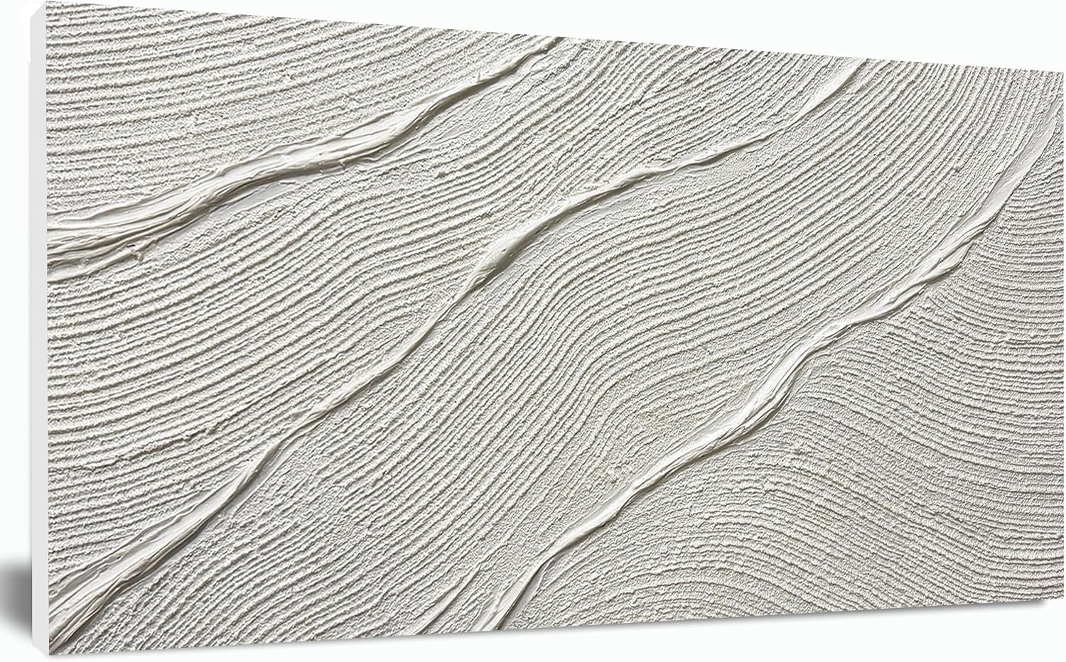 Tarfupth Large Abstract Canvas Wall Art for Living Room White Minimalist Textured Painting Hand Painted Modern Neutral Artwork for Bedroom Office Decor 20″x40″