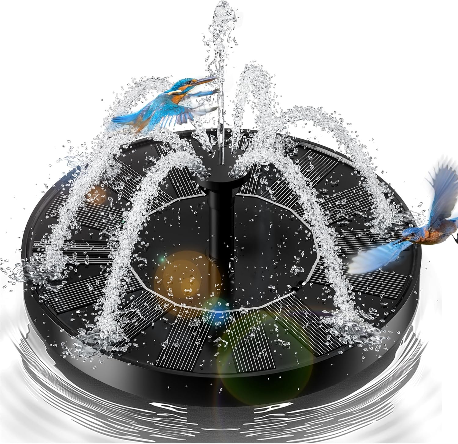 2.5W Upgraded Solar Bird Bath Fountains with 6 Nozzles (Black)