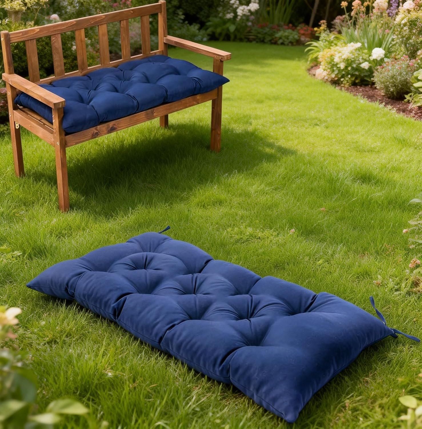 Swing Cushions Outdoor Bench Seat Pad(Navy,47.2 X 19.7 Inch)
