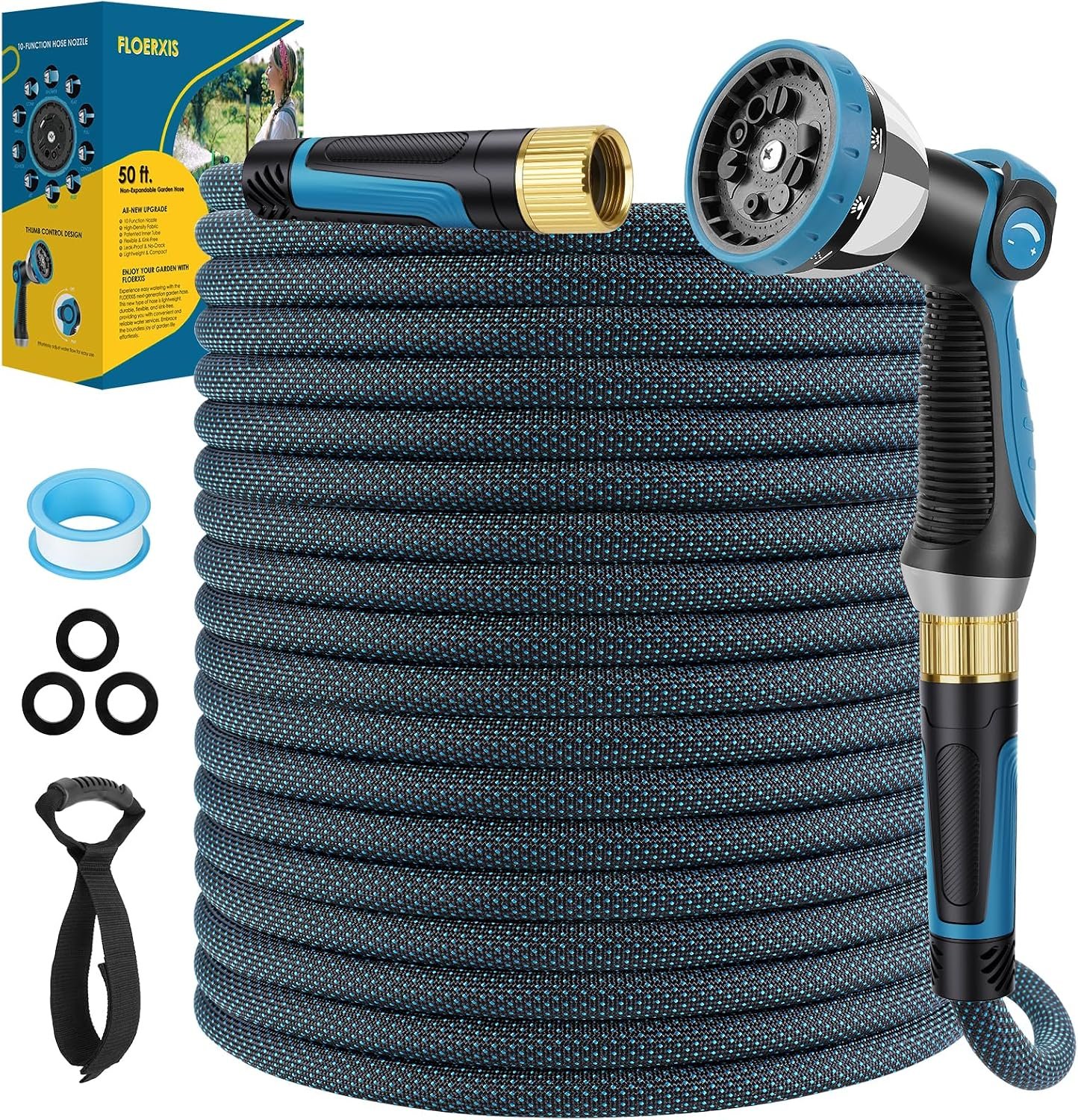 Non-Expandable Garden Hose 50 FT, Lightweight Flexible Water Hose
