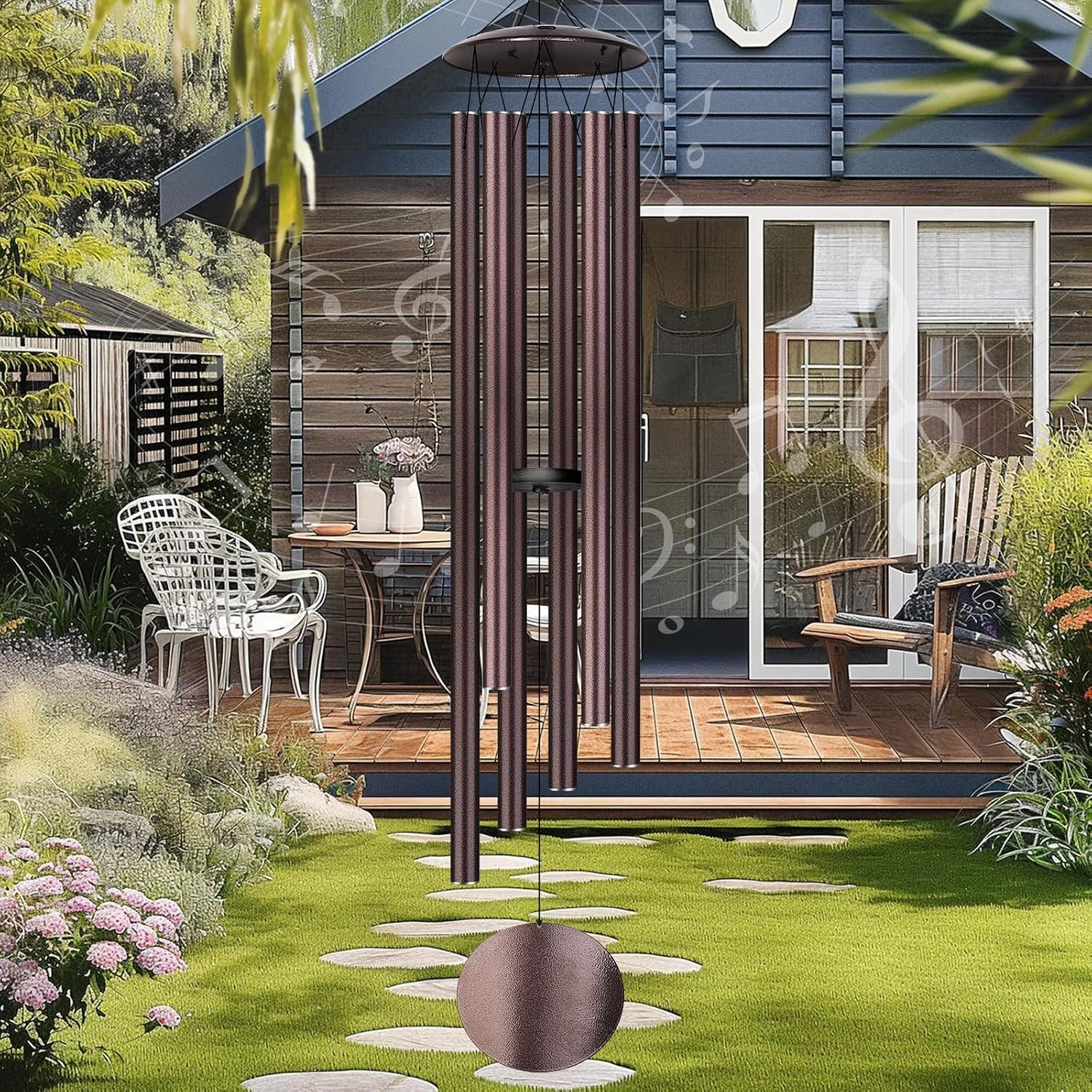 66″ Large Wind Chimes for Outside Deep Tone, 6 Thickened ⌀ 1.2″ Tubes Tuned Relaxing Melody Wind Chime, Windchimes Outdoors for Garden Patio Decor, Great Gift Idea for Your Loved One (Bronze, 66″)