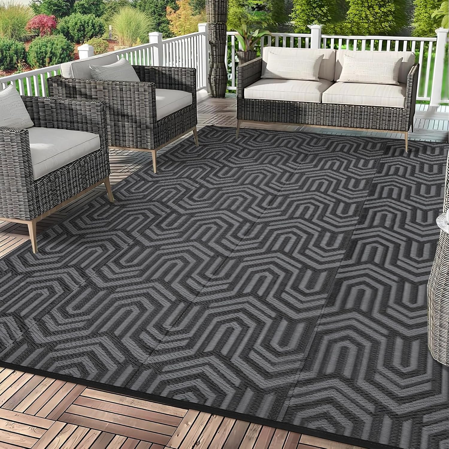 Garvee 8×10 Outdoor Rug Reversible Waterproof Plastic Straw Patio Mat