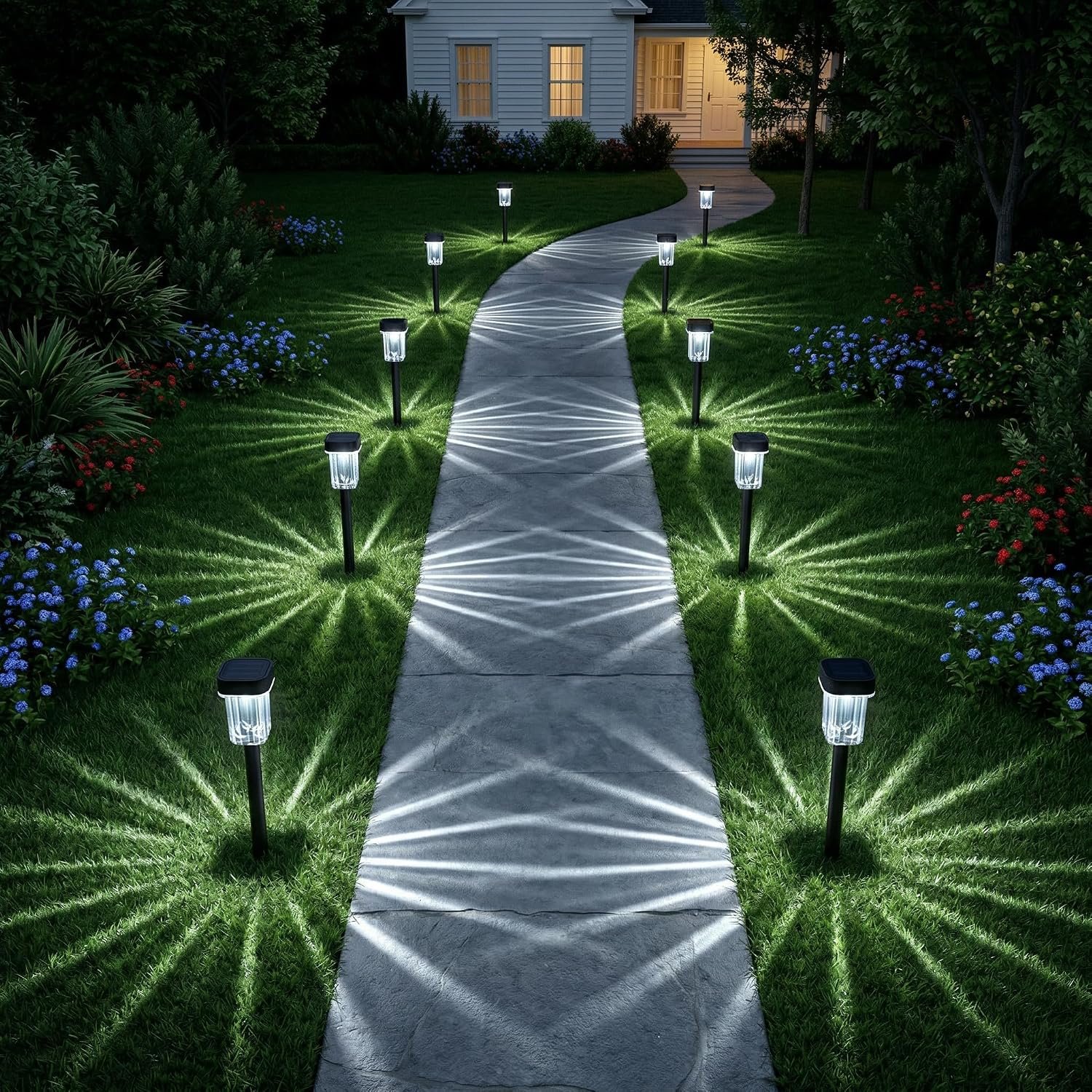 Solar Pathway Lights Outdoor, 12PK Waterproof Solar Powered Garden Lights