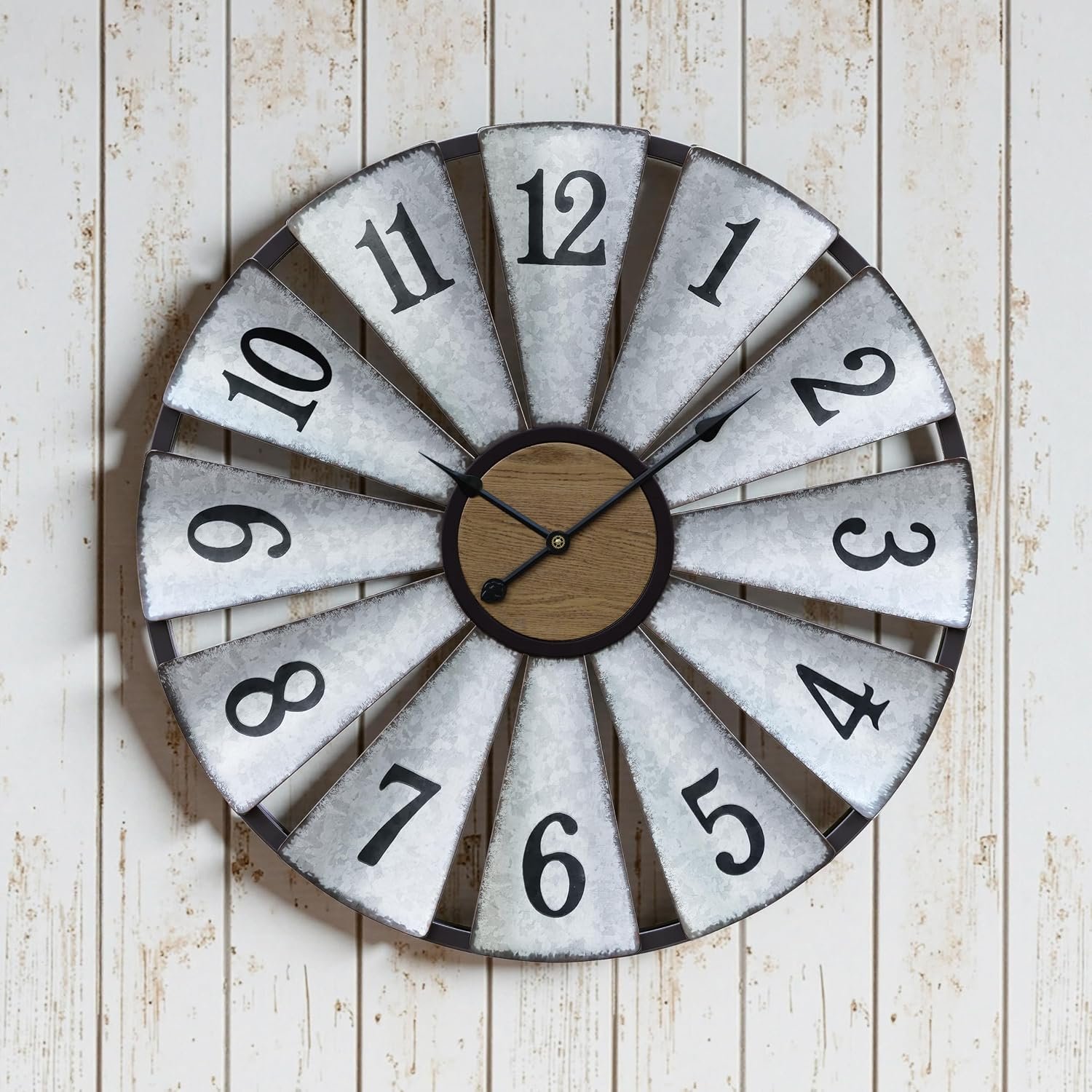 Vantic 30” Windmill Large Wall Clock, Distressed Metal Clock