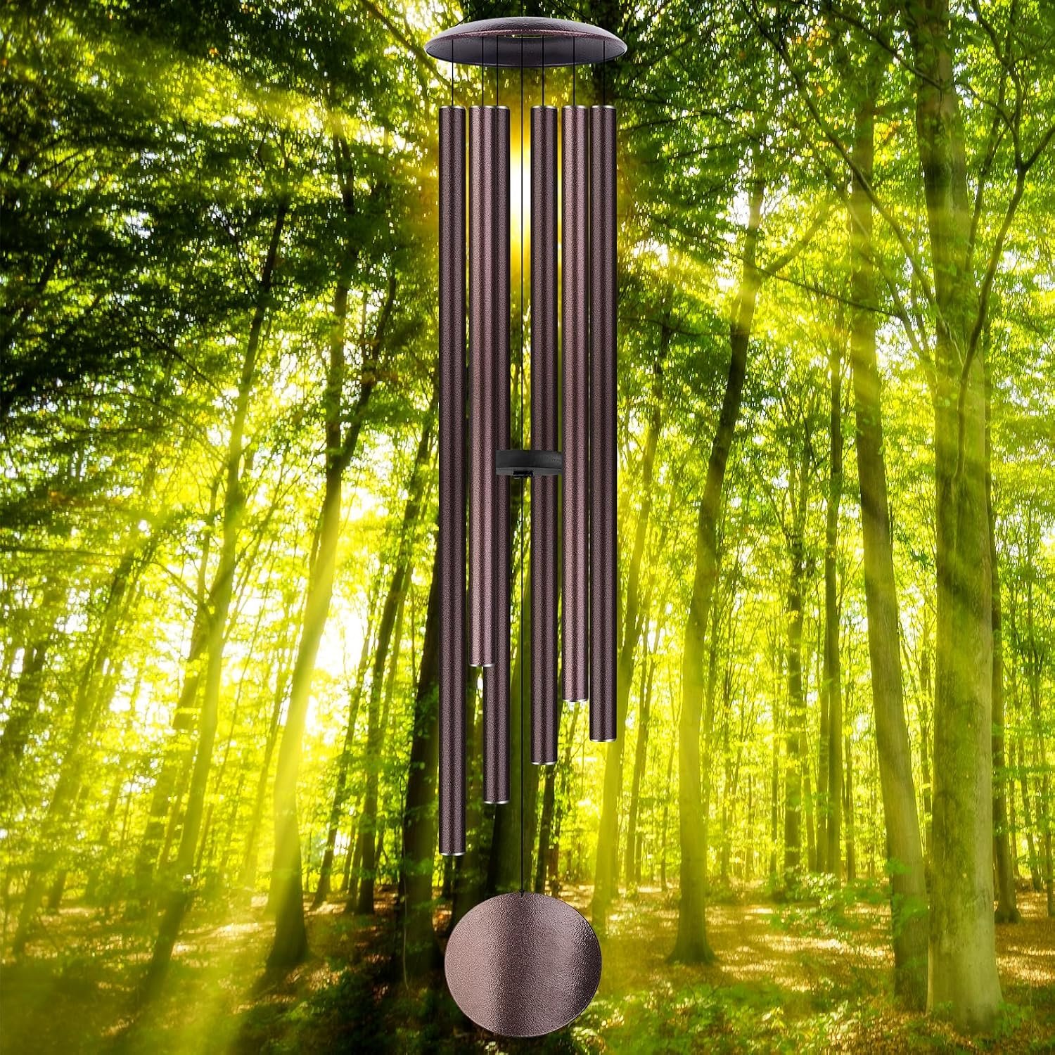 54″ Large Wind Chimes for Outside Deep Tone – Gift Box Packaged, Soothing Windchimes Outdoors with 6 Thickened Aluminum Tubes for Garden Decor, Gifts for Parents, Friends and Loved Ones (Bronze)