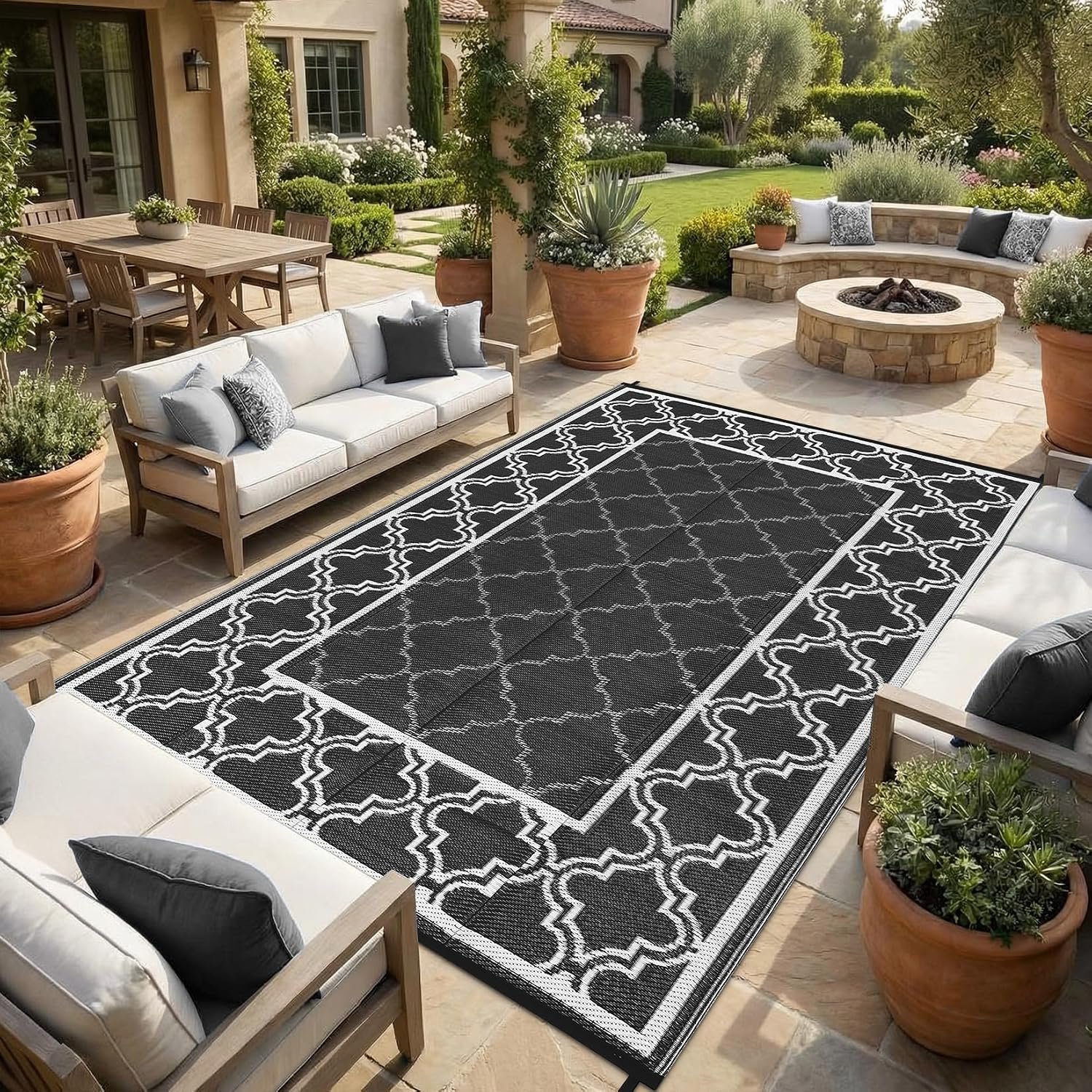Garvee Reversible Outdoor Rug 5×8, Waterproof Outdoor Rug, Porch