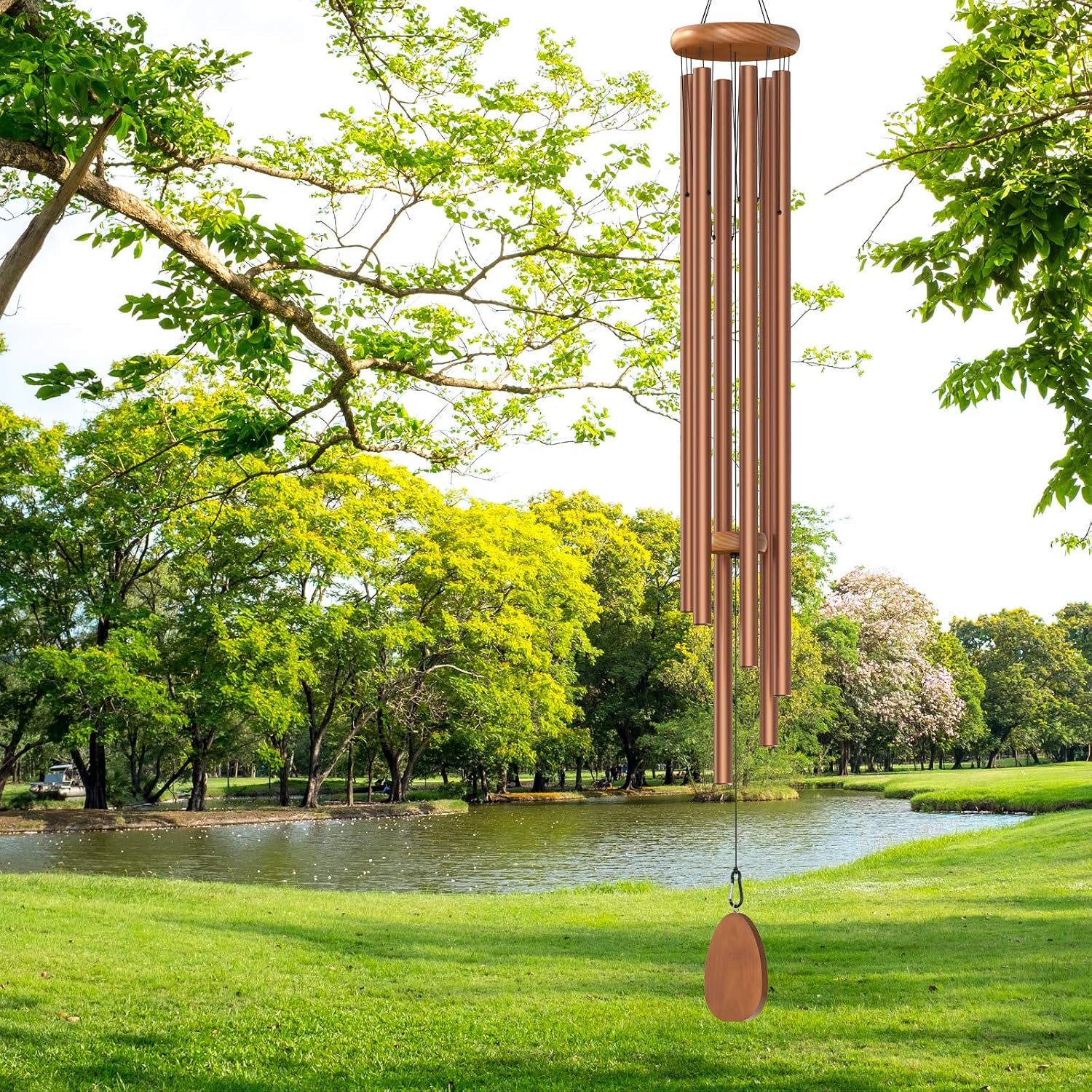 Suntimber Extra Large Wind Chimes for Outside Deep Tone (Bronzed,58″)