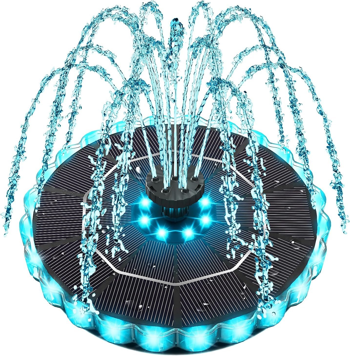 Yzert Solar Fountain Colorful Ring Lights, 2026 3.5W Solar Water Fountain with 2000mah Battery, Solar Fountain Pump for Bird Bath, Pond, Pool, Outdoor
